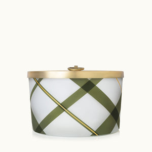 Thymes Frasier Fir Frosted Plaid 3-Wick Candle